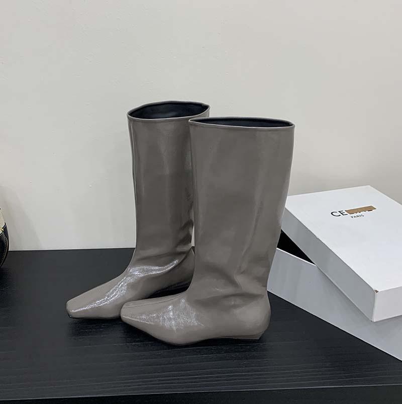 2025 autumn and winter new high knight boots women's head low heels but knee boots autumn and winter boots