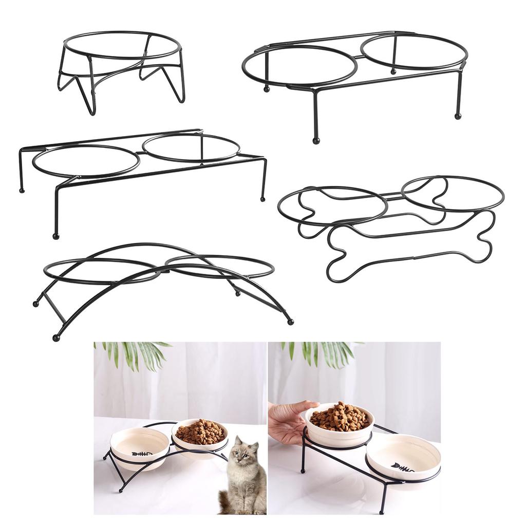 Metal Elevated Raised Bowls Stand Water and Food Bowls Non Feeding Dish Feeder Holder Rack for Puppy Food Dispenser Cats