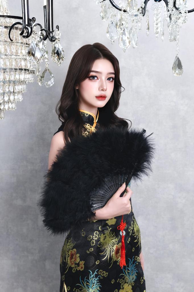 Clearstone Cosplay Fan, Feather Fan, Rich, Unisex, Black