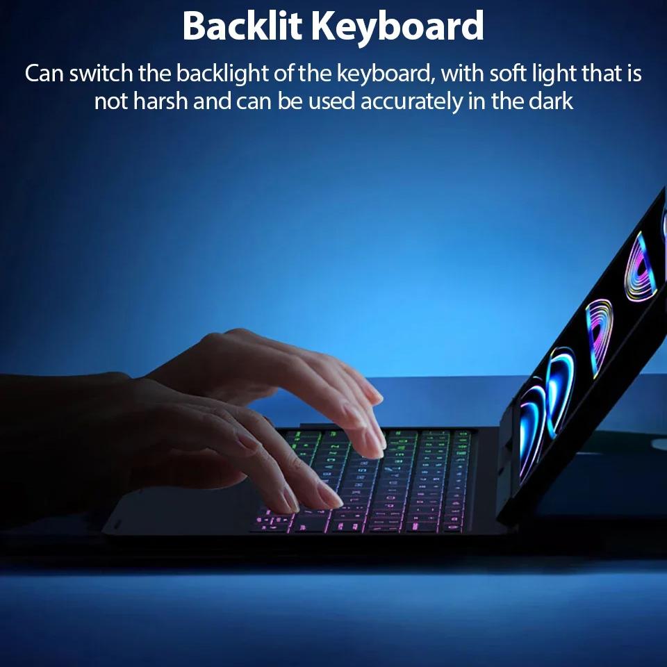 Magic Keyboard Hülle für iPad Air 11/13 M2 M3 M4, iPad Pro 11/12.9, Air 5/4/10.9, iPad A16 7./8./9./10. Gen Funda Cover Tastatur