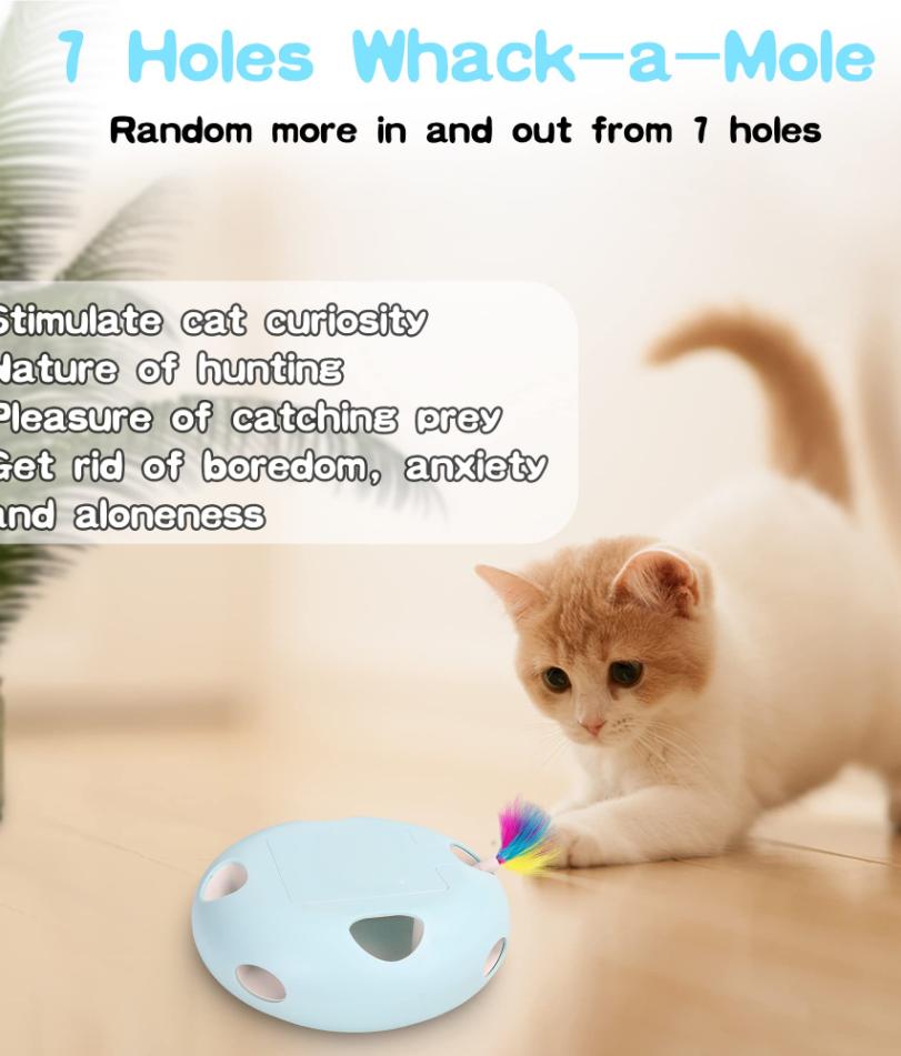 Cat Toys, Interactive Cat Toys for Indoor Cats,  Smart Interactive Kitten Toy, Automatic 7 Holes Mice Whack-A-Mole
