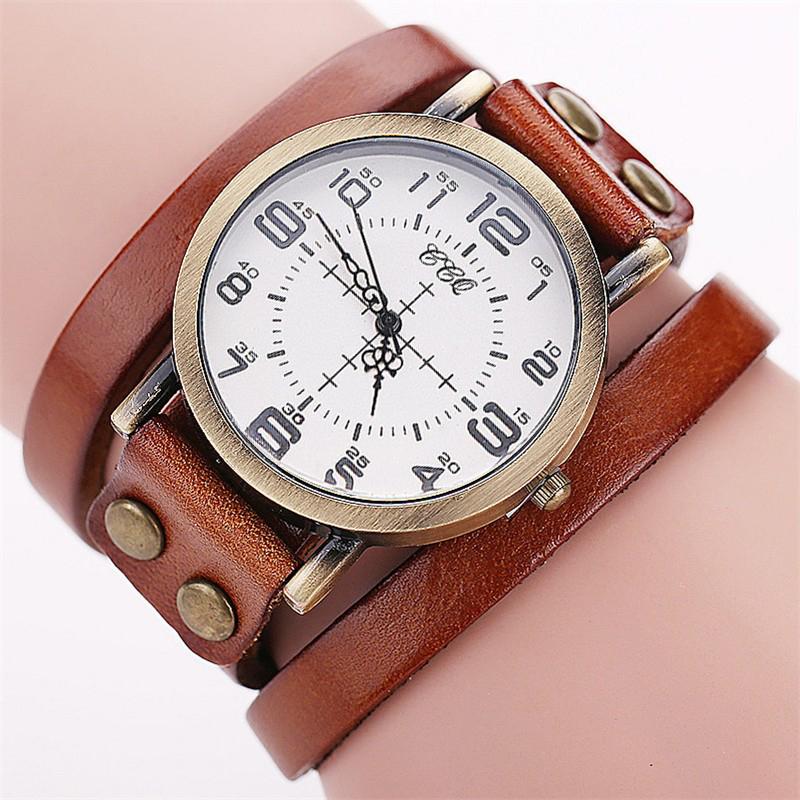 1 Stück Damenarmbanduhr Mode Rundes Zifferblatt Retro Lederarmband Quarzarmbanduhr khaki