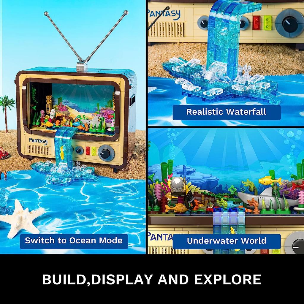 Pantasy Retro Building Kit Collectible Television Model Building Blocks Build Your Own Display for Home