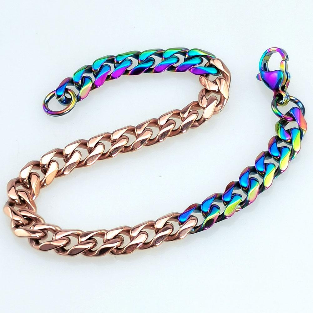 New 316L stainless steel iridescence and rose dual Hip hop bracelet anklet