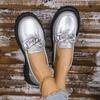 Fashion Women's Loafers New Thick Sole Chain Silver Shoes for Women 2025 Fashion Platform Shoes Woman Comfort Slip on Flats Plus Size 43
