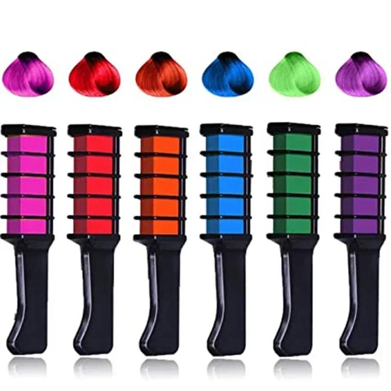 6/1pcs Hair Color Chalk Temporary Hairs Dye To Cover Gray Hair Girl Coloring Comb Disposable Hair Mascara Women Coloring Brush