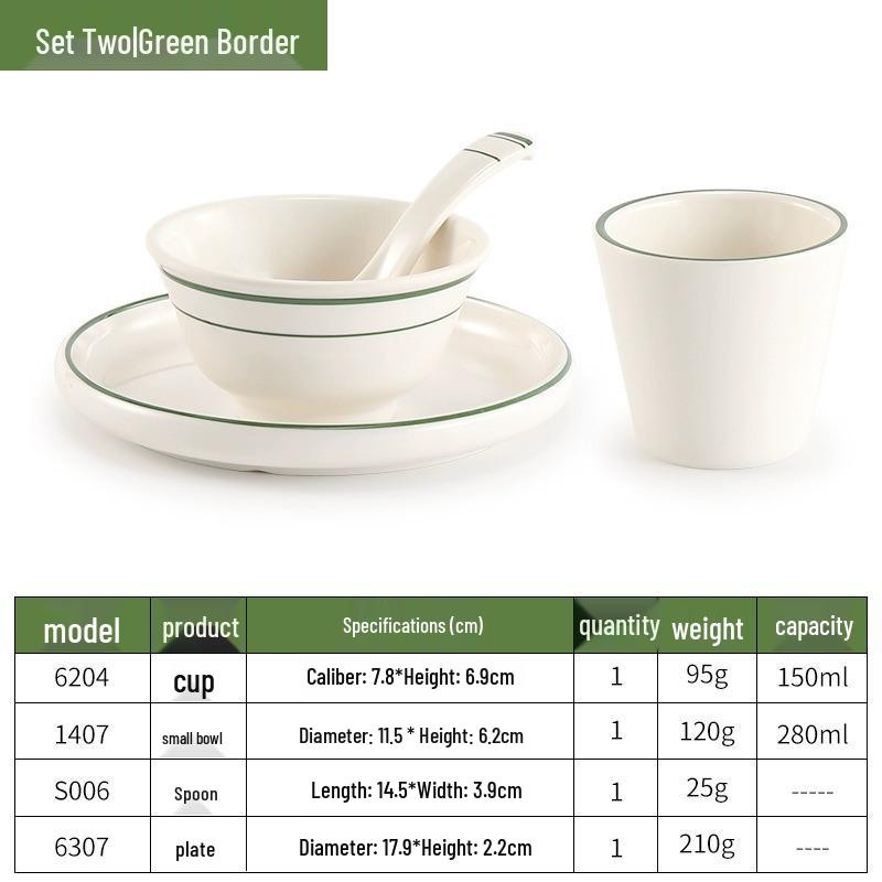 Melamine Four-Piece Table Set: Imitation Porcelain Plastic Bowls & Plates for Restaurants and Hotels