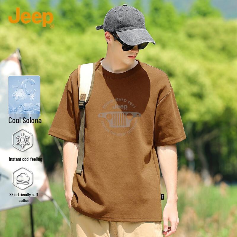

JEEP Men s Dropped Shoulder Solid Short Sleeve T-Shirt
