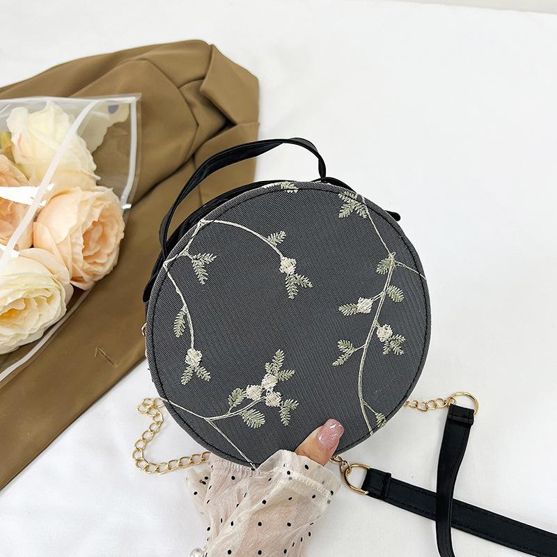 Retro Simple and Fashionable Textured Handbag for Summer New Chinese Style One-shoulder Crossbody Hand-carrying Small Round Bag for Women