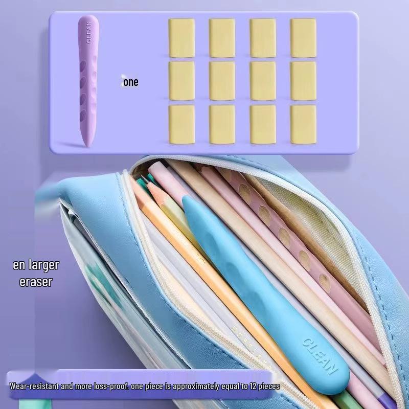 Extra groß, staubarm, niedlicher stiftförmiger Radiergummi für Grundschüler: Ideal für Kunst und Haltungskorrektur