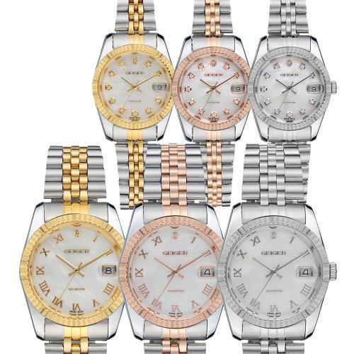 [GEIGER] GEIGER Unisex Noble Classic Mother-of-Pearl Metal Watch GE8054 , GE8054GDCB_L