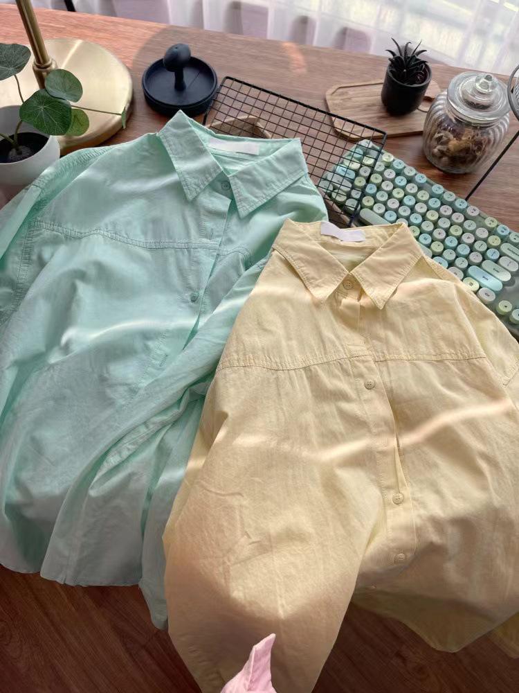 Women's Loose-Fit Korean Style Cotton Shirt - Early Spring 2025 French Casual Long Sleeve Top