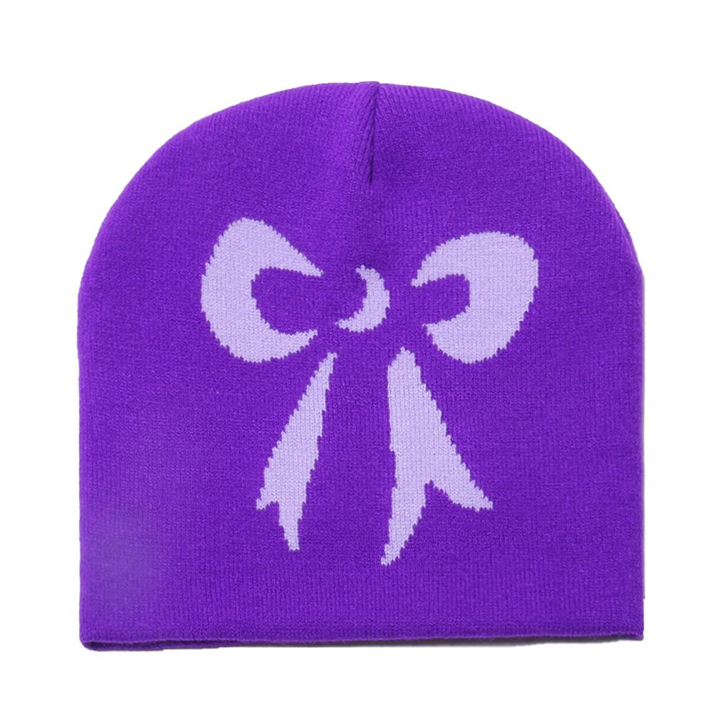 Ins Japanese Korean Version Trendy Versatile Knitted Hat Autumn and Winter New Warm Winter Hat Bow Jacquard Knitted Hat Women