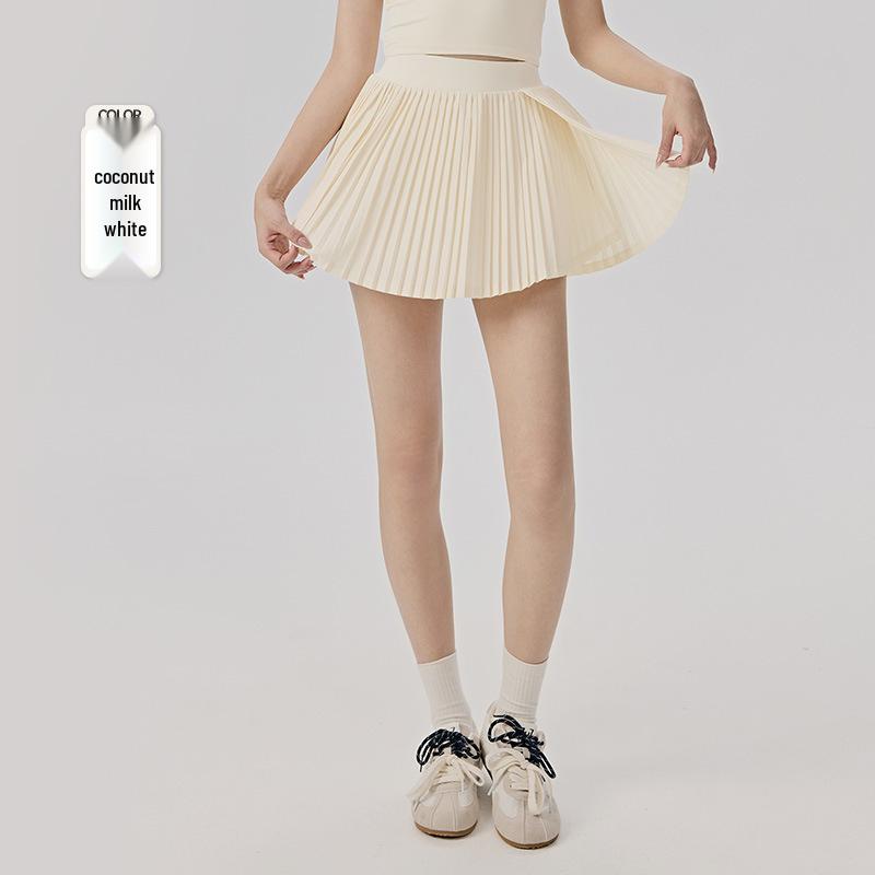 Damen Hochtaillierter Fake-Zweiteiler Plissierter Tennisrock mit Taschen