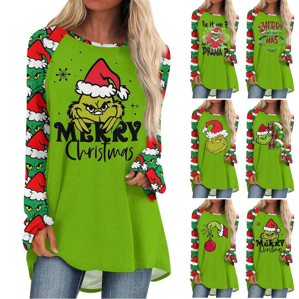 Dámské podzimní a zimní tričko s dlouhým rukávem a kulatým výstřihem ležérní tričko s dlouhým rukávem