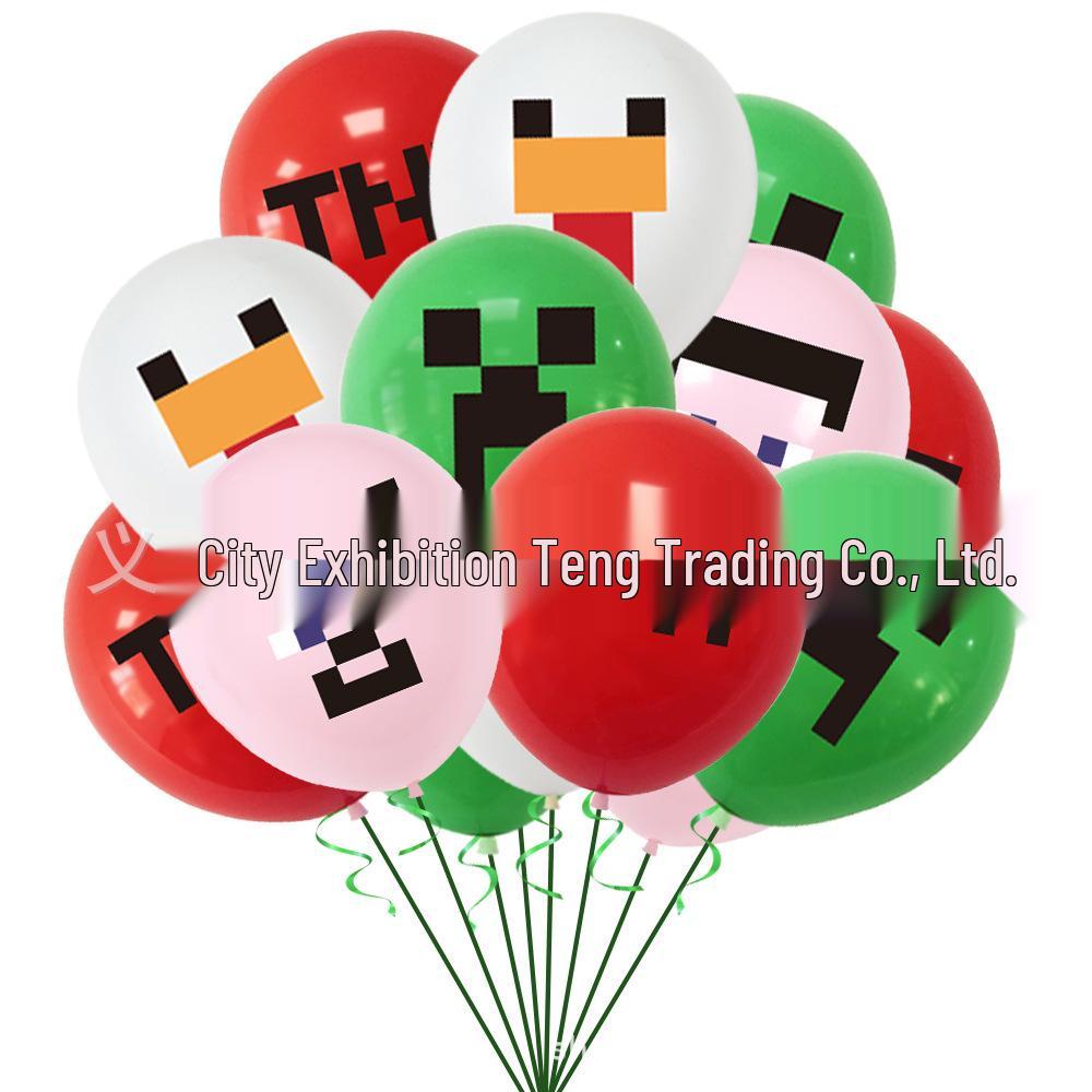 Minecraft Mosaic Pixel Theme Party Flags & Cake Toppers