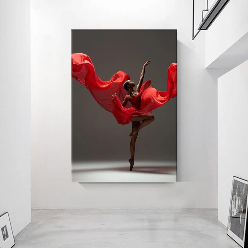 Modern African American Woman Dancer Canvas Painting, Black Ballerina Art Print, Canvas Wall Art Canvas Design, Home Decor