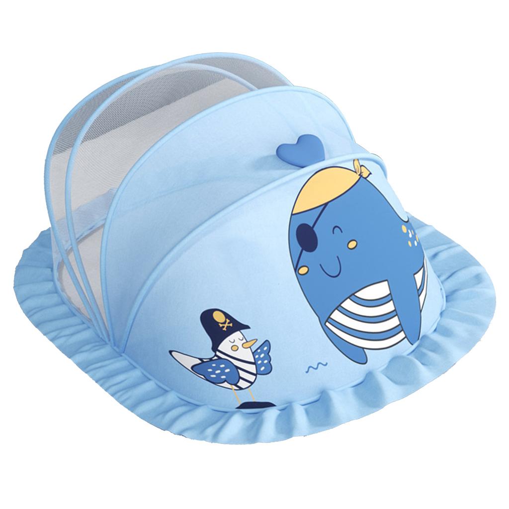 Baby Fly Net Tent Portable Bottomless Breathable Folding Net Bed Tent for Kids Sleeping Blue
