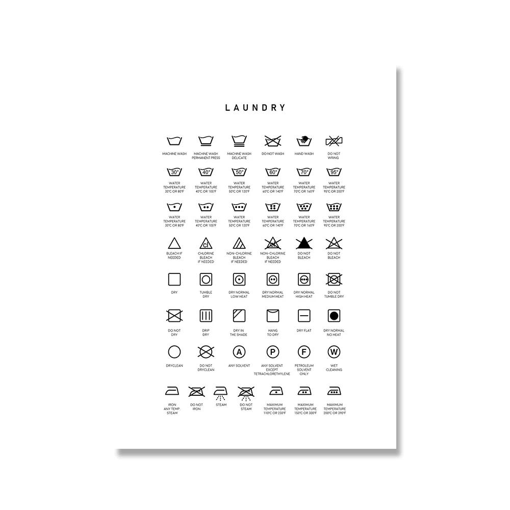 

Скандинавский Постер Символы Стирки Холст Живопись Руководство Арт-Принт Стирка Сегодня Комната Настенная Картина Для Гостиной Домашний Декор 21x30cm No Framed