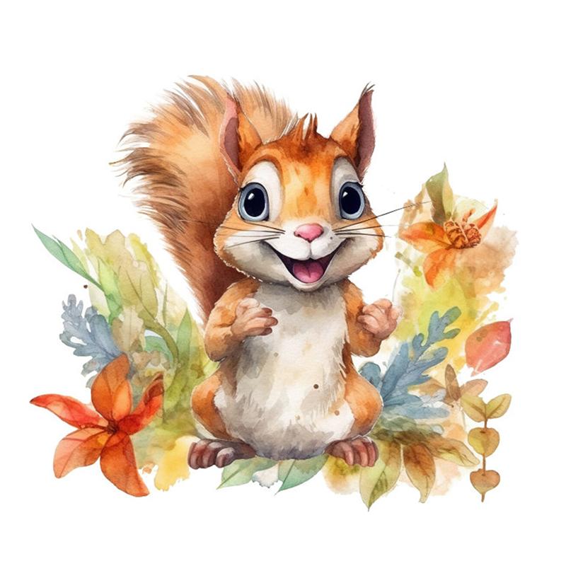 T776#Cute Squirrel Wall Sticker Kids Room Background Home Decoration Mural Living Room Wallpaper Funny Decal