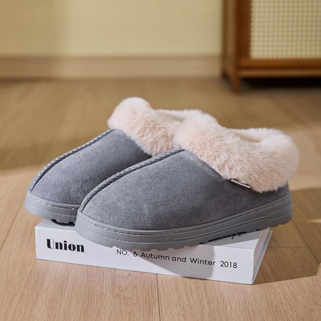 thick-soled short snow boots thickened and velvet outer cotton shoes winter couple home non-slip cotton slippers