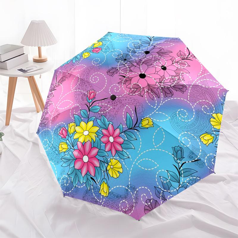 1pc Floral Pattern Design Umbrella with Plastic Handle,Suitable for All Seasons Umbrellaptys26020