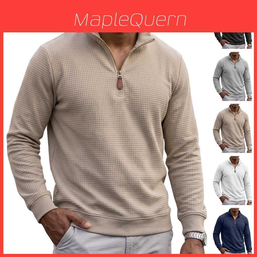 Polyester Pullover mit langen Ärmeln, Rundhalsausschnitt und Reißverschluss für legere Herrenmode