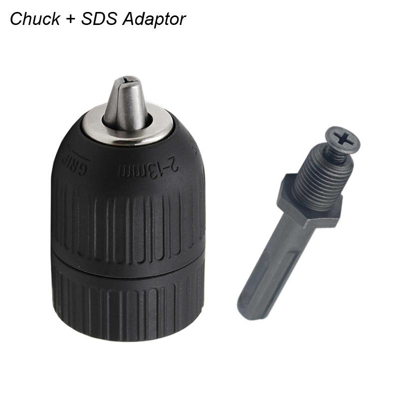 Keyless Drilling Chuck 2-13mm Converter 1/2"-20UNF Thread Quick Change Adapter SDS 1/4" Hex Impact Driver Wrench Drill Bit