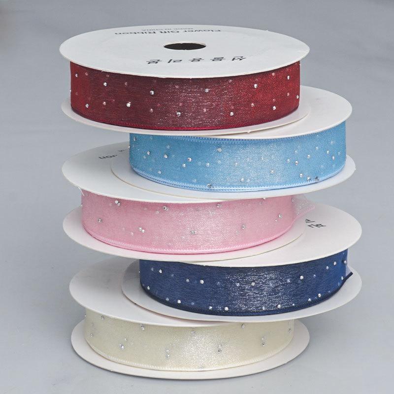 10Pcs Hotfix Crystal Organza Ribbon Trim 2.5Cm/4.0Cm 10 Yards For Handmade Bows Hair Clips Garments And Gift Boxes