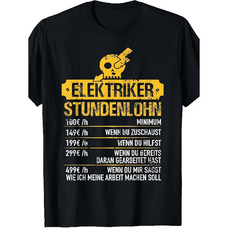Men's Electrician Workwear T-Shirt - Heavy-Duty Casual Round Neck Tee Suitable for Electricians, Machine Washable & Dry Cleanable, Year-Round Wear