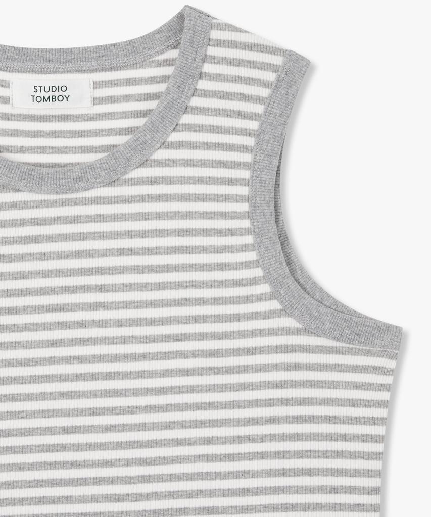 STUDIO TOMBOY Round Neck Sleeveless T-Shirt_Light Gray 9176222983