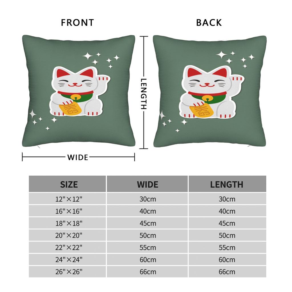 Maneki Neko Lucky Money Cat Pillow Case Soft Pillow Cover Cute Funny Cushion Cover For Couch Sofa Bedroom