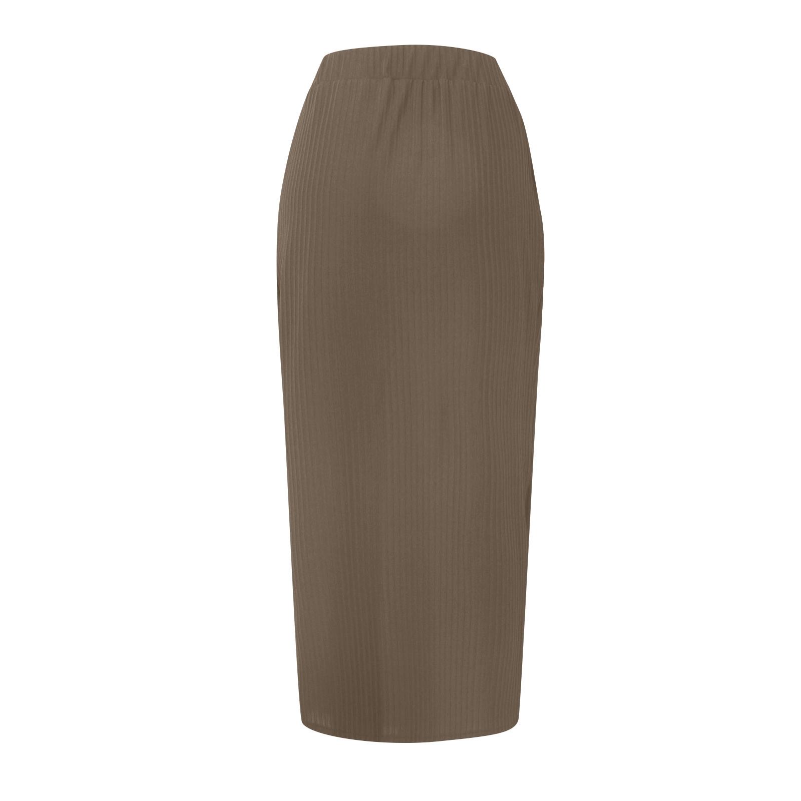 Модная женская однотонная драпированная юбка с высокой талией и эластичной талией — фото 5