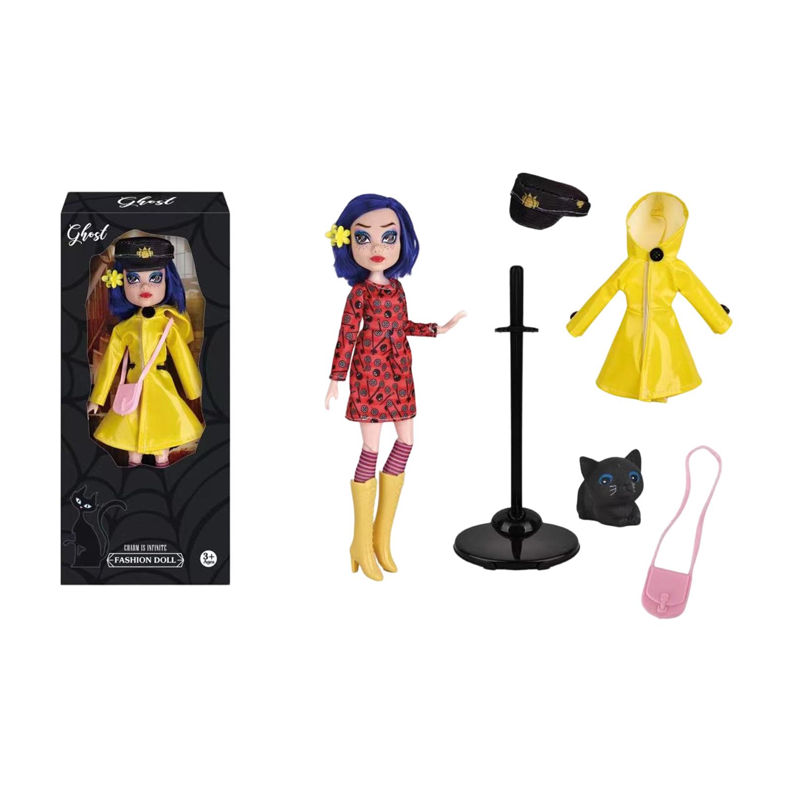

Articulated Fashion Doll with Removable Raincoat Dress Accessories Stand and Cat Figure for Collectors and Display One Size