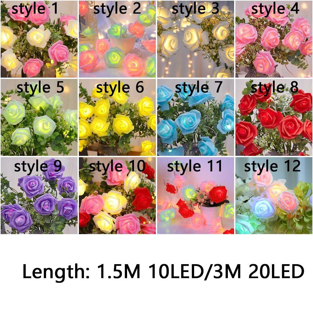 Romantic LED Rose String Lights 1.5/3 M Flower Garland Rose Flower Lights 10/20 LED Warm White Fairy Lights Bedroom Decor