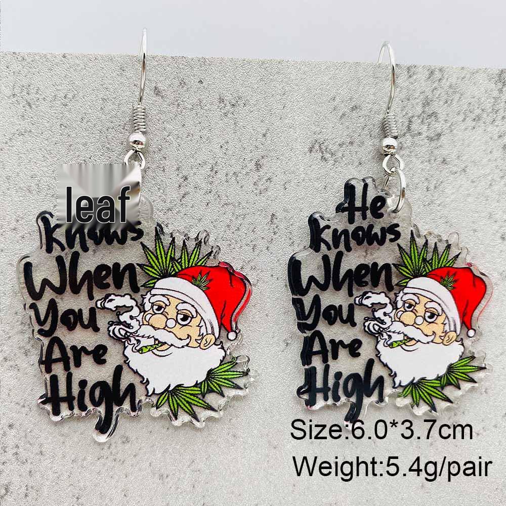 Cross-border Christmas Ornaments: Santa Claus & Gingerbread Man Acrylic Earrings