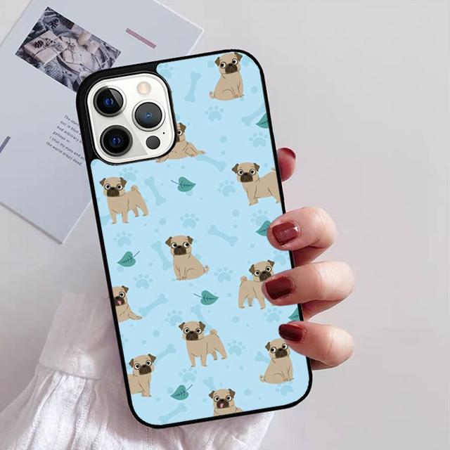 Pug Dog Funny Cartoon Phone Case for iPhone 11 12 13 14 Pro Max Mini XR XS SE 2020 6 7 8 Plus Samsung S21 S22 Coque Fundas