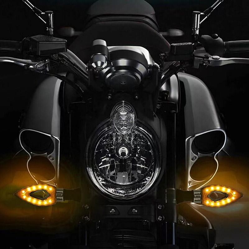 Pair 12V Motorcycle LED Turn Signals Blinker Lights Amber For Honda Suzuki