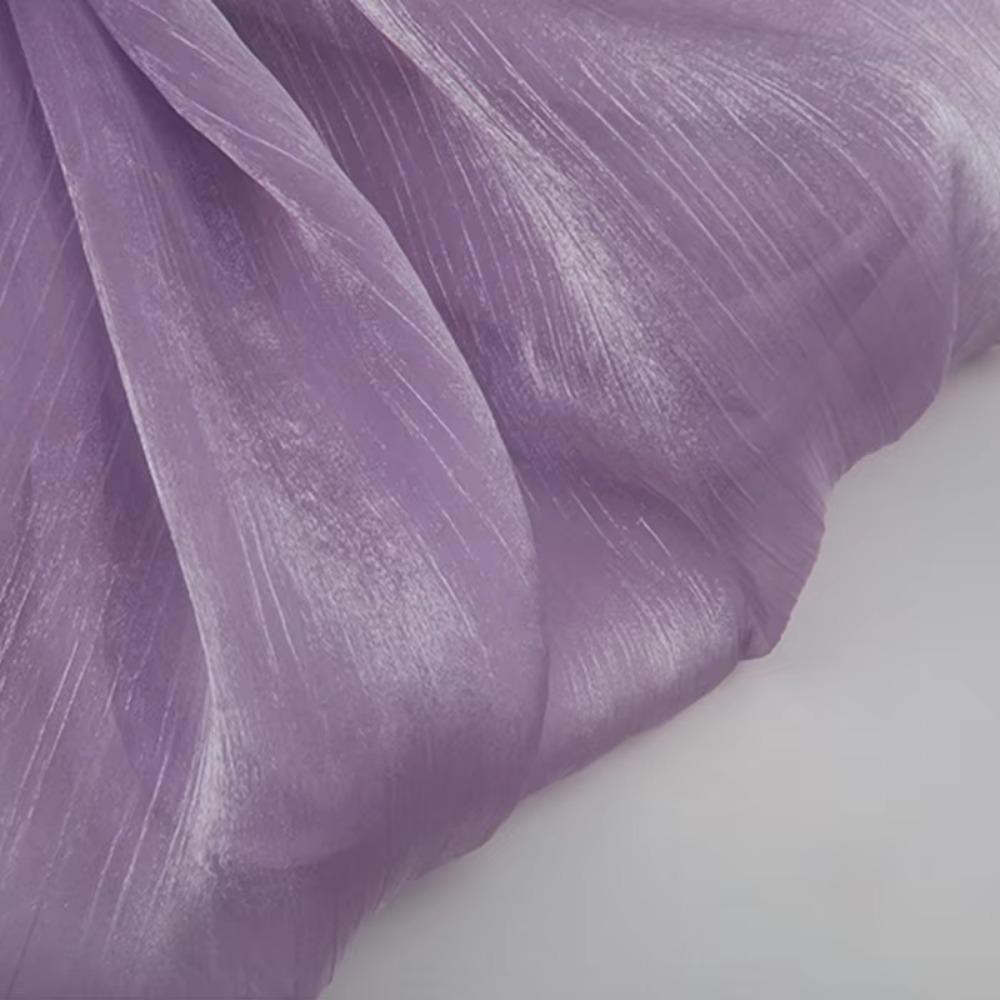 Romantic Style Water Ripple Organza Fabric 1m Bright Crepe Gauze Tulle DIY Wrinkled Fabric Wedding Decorative