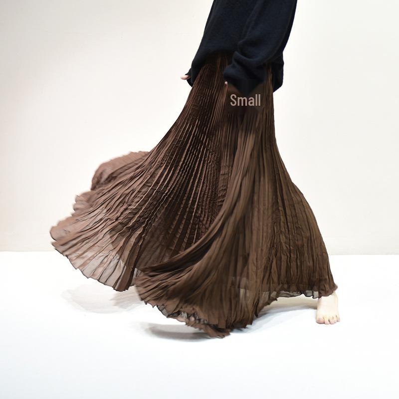 2025 Eleganter Chiffon-Midikleid mit 6 Meter breitem Saum für Damen, A-Linie, für Frühling/Sommer