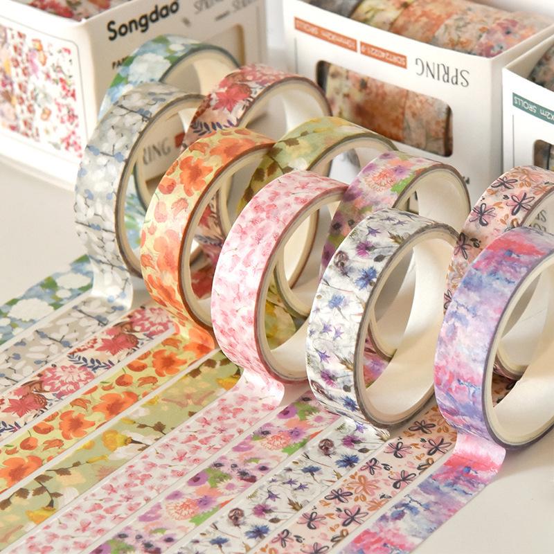 Spring Flower Romance Washi Tape - DIY Journal & Decorative Stickers, Self-Adhesive