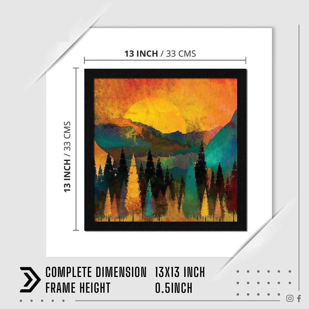 Paper Natural Scenery Wall Art Painting, Multicolor, Scenery, 13X13 In, Set of 1