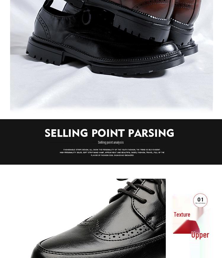 Men's Korean Style Formal Leather Brogue Shoes for Weddings and Business