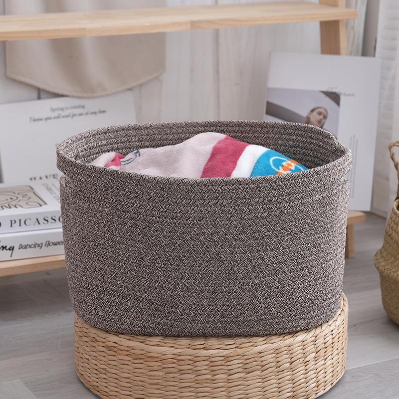Large Cotton Rope Woven Basket for Living Room Storage - Ideal for Toys and Sundries