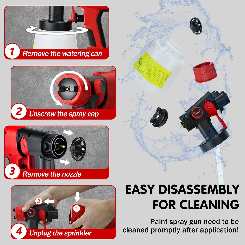 Pistol de pulverizare electric fără fir de 1000 ml Pulverizator portabil de vopsea pentru mobilă auto Aerograf pentru baterie Milwaukee 18V (Fara baterie)