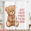 2pcs 2D Flat Printing Drapes Teddy Bear Flower Enjoy Polyester Without Electricity All Season Party & Holiday Decor Use for