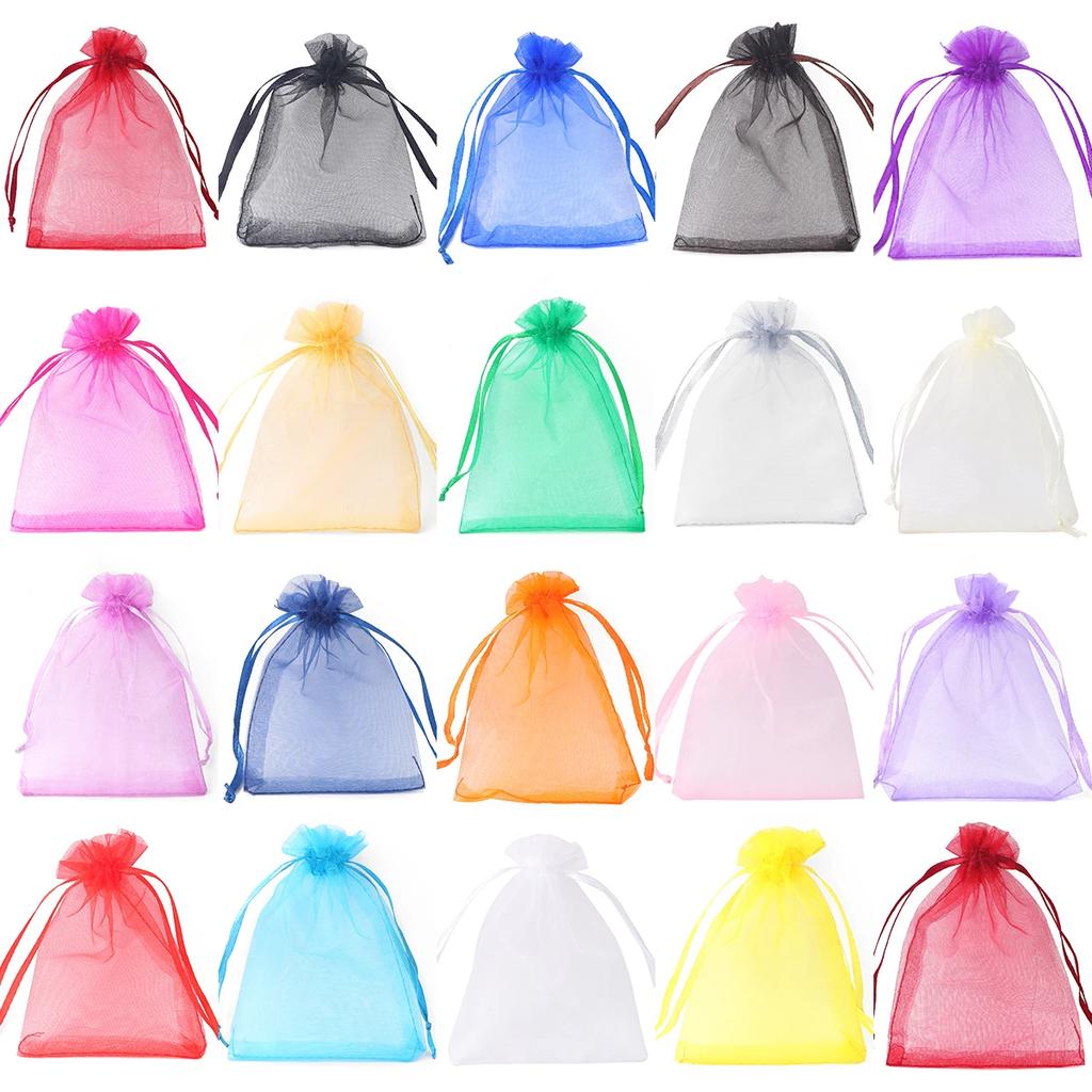 100PCS Sachets Cadeaux en Organza Multicolores Sachets de Rangement pour Bonbons et Bijoux Décoration de Fête de Mariage et de Noël