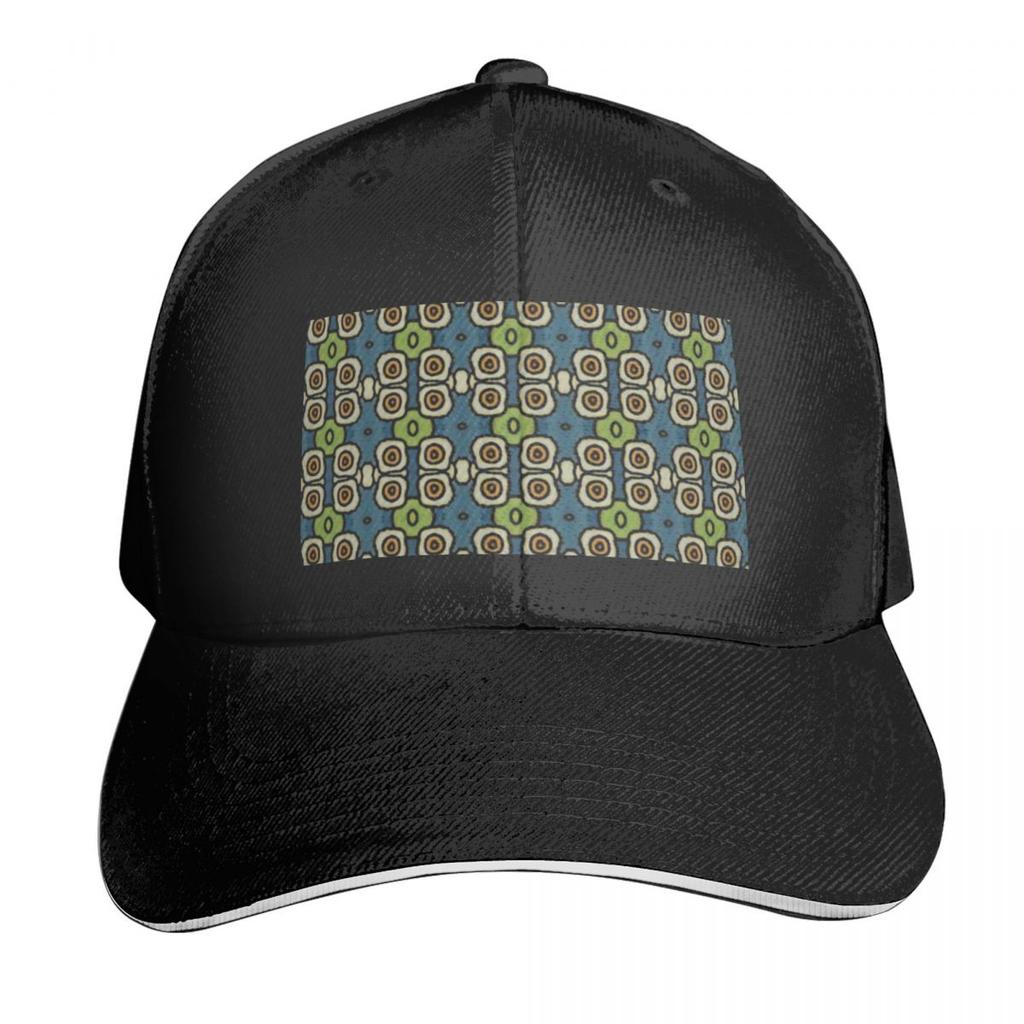 ALIEN EYES RETRO PATTERN IN BLUE GREEN AND LIGHT GREEN A Baseball Caps Hat