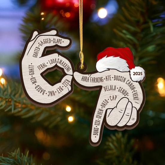 Altı Yedi Ahşap Süs Komik Genç Argo Noel Ağacı Süsü Mizah 67 Meme Gençler İçin Hediye