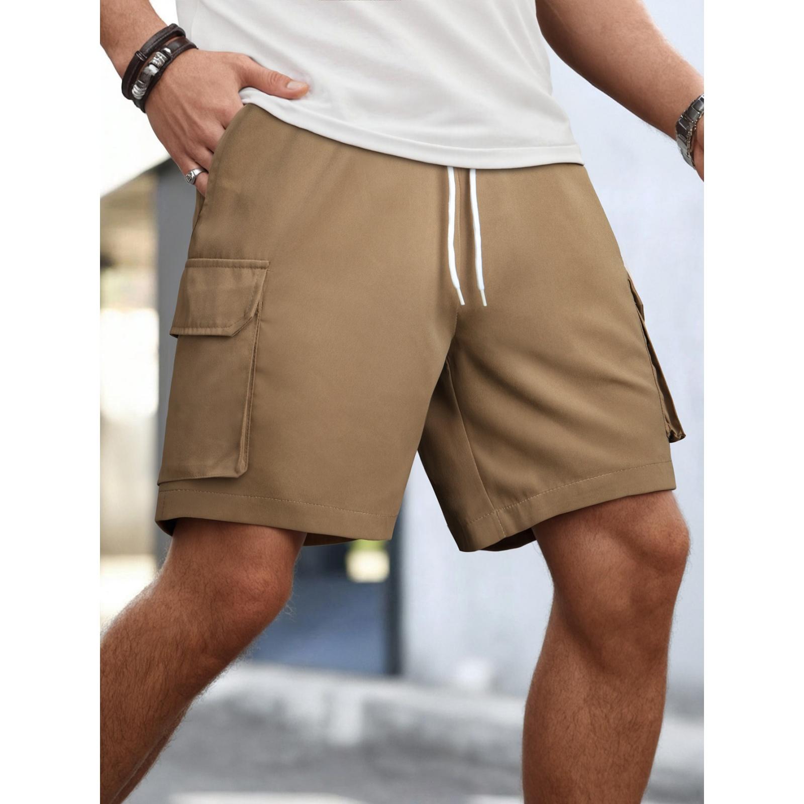 

Men s Casual -color Woven Five-pocket Pants - Men s Trendy Retro Multi-pocket Workwear Sports Shorts XL хакі
